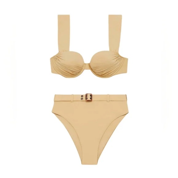 NWT weworewhat ruched claudia bikini top - desert sand color - Picture 2 of 3
